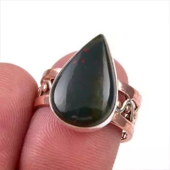 Натуральный кровавый камень, двухцветное кольцо из чистого серебра 925 пробы, размер 7 i9Y71