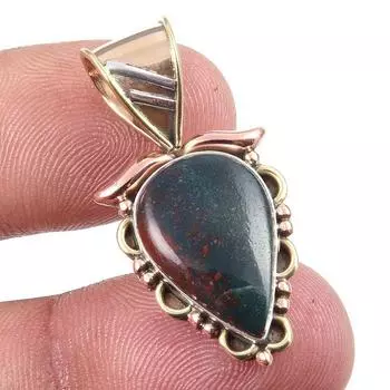 Натуральный кровавый камень, двухцветный кулон из стерлингового серебра 925 пробы, 1,25 дюйма b5L21