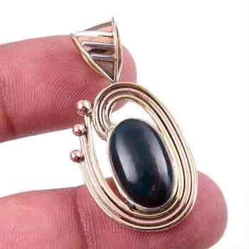 Натуральный кровавый камень, двухцветный кулон из стерлингового серебра 925 пробы, размер 1,50 дюйма, L3z65