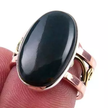 Натуральный кровавый камень, ювелирные изделия из стерлингового серебра 925 пробы, двухцветное кольцо S.6.5 I9j30