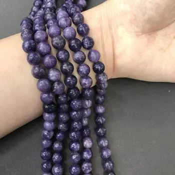Натуральный круглый камень лепидолит бусины лечебный драгоценный камень для браслета ожерелья DIY изготовление ювелирных изделий и дизайн AAA качество 4mm фиолетовый