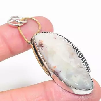 Натуральный кружевной агатовый камень Лагуна, двухцветный кулон из стерлингового серебра 925 пробы, 2,56 дюйма, Q2L01