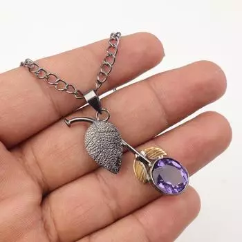 Натуральный кулон из иолита, серебро 925 пробы, ручная работа, бохо-украшение, подарок для мамы PP-55-9