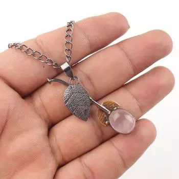 Натуральный кулон из розового кварца 925 проба Стерлинговое серебро Драгоценный камень Ювелирное изделие Вечерний кулон PP-55-31