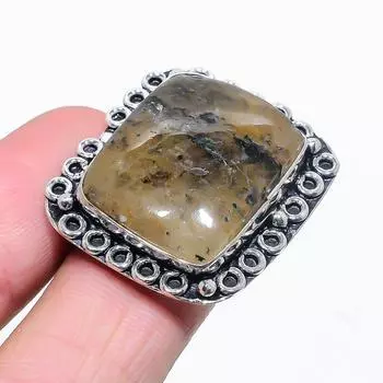 Натуральный кварц Лодолит, стерлинговое серебро 925 пробы, подарочное кольцо, размер 6 M0m34