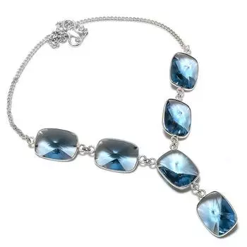 Натуральный кварцевый драгоценный камень танзанит 925 пробы серебряное ювелирное ожерелье 18 дюймов F4r15