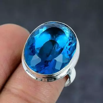 Натуральный кварцевый драгоценный камень танзанит 925 пробы ювелирное кольцо размер 7.5 F8a87