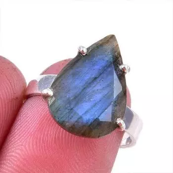 Натуральный лабрадорит драгоценный камень 925 цельное серебро ювелирное изделие кольцо размер 7 f7l11