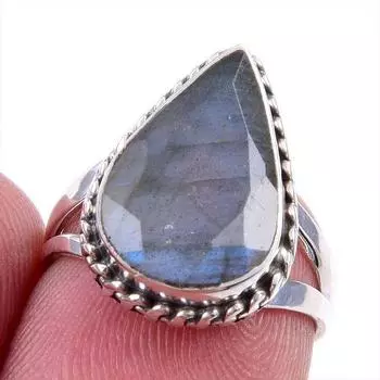 Натуральный лабрадорит драгоценный камень 925 цельное стерлинговое серебро ювелирное кольцо размер 5 u6Y30