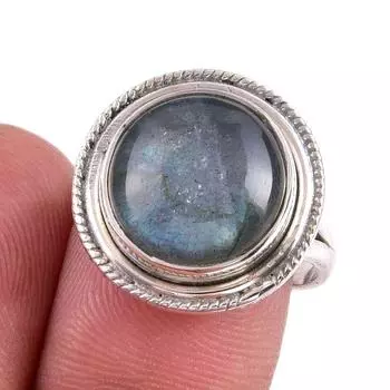 Натуральный лабрадорит драгоценный камень 925 цельное стерлинговое серебро ювелирное кольцо размер 8 P0I50