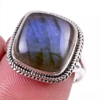 Натуральный лабрадорит драгоценный камень 925 цельное стерлинговое серебро ювелирное кольцо размер 7 H1o11