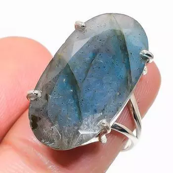 Натуральный лабрадорит драгоценный камень 925 цельное стерлинговое серебро ювелирное кольцо размер 8 u2K26