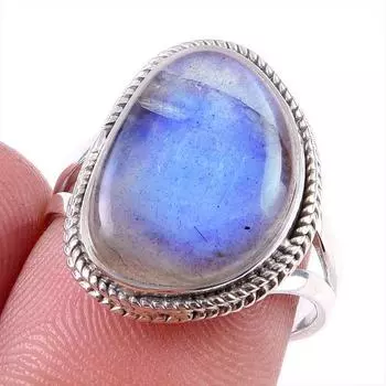 Натуральный лабрадорит драгоценный камень 925 цельное стерлинговое серебро ювелирное кольцо размер 7 P3y61
