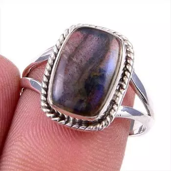 Натуральный лабрадорит драгоценный камень 925 цельное стерлинговое серебро ювелирное кольцо размер 8 y9e50