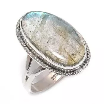 Натуральный лабрадорит драгоценный камень 925 цельное стерлинговое серебро ювелирное кольцо размер 8 s6J69