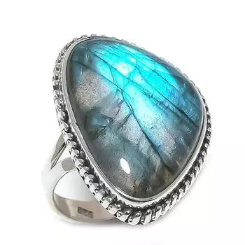 Натуральный лабрадорит драгоценный камень 925 цельное серебро ювелирное изделие кольцо размер 7 I4n29