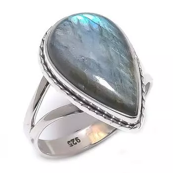 Натуральный лабрадорит драгоценный камень 925 цельное стерлинговое серебро ювелирное кольцо размер 8 a8P46
