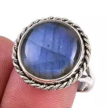 Натуральный лабрадорит драгоценный камень 925 цельное стерлинговое серебро ювелирное кольцо размер 9 h9s96