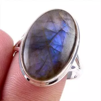 Натуральный лабрадорит драгоценный камень 925 цельное стерлинговое серебро ювелирное кольцо размер 9 o6s26