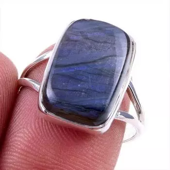 Натуральный лабрадорит драгоценный камень 925 цельное серебро ювелирное изделие кольцо размер 8 j7o76