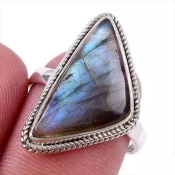 Натуральный лабрадорит драгоценный камень 925 цельное стерлинговое серебро ювелирное кольцо размер 8 H2O69