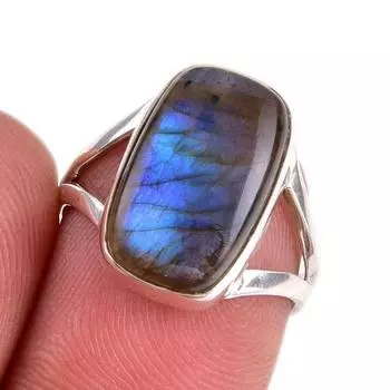Натуральный лабрадорит драгоценный камень 925 цельное серебро ювелирное кольцо размер 6 m9r06