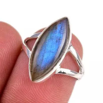 Натуральный лабрадорит драгоценный камень 925 цельное серебро ювелирное кольцо размер 6 S7Z73