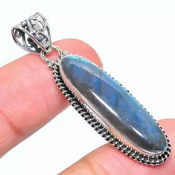 Натуральный лабрадорит, драгоценный камень 925 пробы, подарочный кулон из стерлингового серебра 2,01 дюйма J7i88