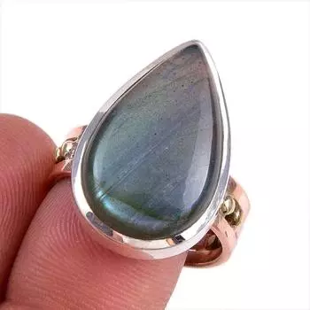 Натуральный лабрадорит драгоценный камень 925 сплошное серебряное ювелирное кольцо двухцветное S.9.5 u2Z45