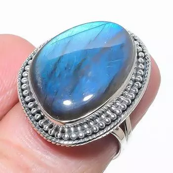 Натуральный лабрадорит драгоценный камень ручная работа 925 чистое серебро ювелирное изделие кольцо размер 6 t3w32