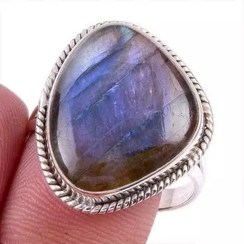 Натуральный лабрадорит драгоценный камень ручная работа 925 чистое серебро ювелирное кольцо размер 10 W9n65