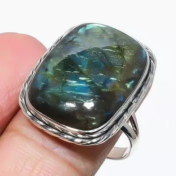 Натуральный лабрадорит драгоценный камень ручная работа 925 чистое серебро ювелирное кольцо размер 10 m4m39