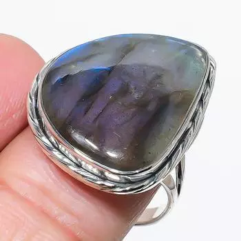 Натуральный лабрадорит драгоценный камень ручная работа 925 чистое серебро ювелирное кольцо размер 10 N0W53