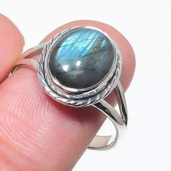 Натуральный лабрадорит драгоценный камень ручная работа 925 чистое серебро ювелирное кольцо размер 10 O3U72