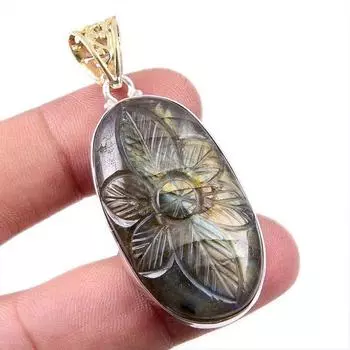 Натуральный лабрадорит, драгоценный камень, стерлинговое серебро 925 пробы, подарочная подвеска, 2,25 дюйма, N8R91