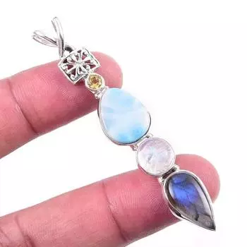 Натуральный лабрадорит, Республика Ларимар 925 проба, ювелирное изделие из цельного серебра, 2,75 дюйма, l3I62