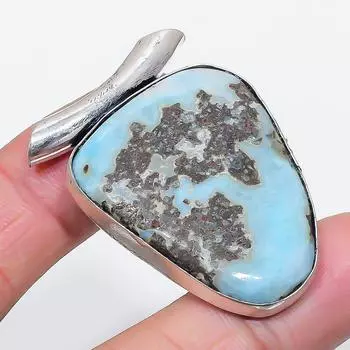 Натуральный Ларимар Драгоценный камень Ручная работа 925 Стерлинговое серебро Ювелирная подвеска 1,81 T4J79