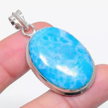 Натуральный Ларимар Драгоценный камень Ручная работа 925 Стерлинговое серебро Ювелирная подвеска 1,93 a6V49