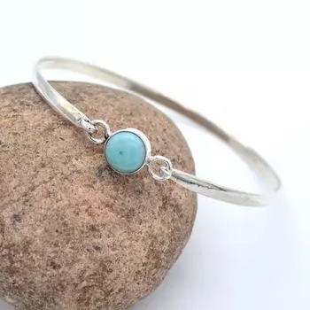 Натуральный Larimar Gemstone Solid 925 Sterling Silver Ювелирные изделия ручной работы Браслет-браслет синий