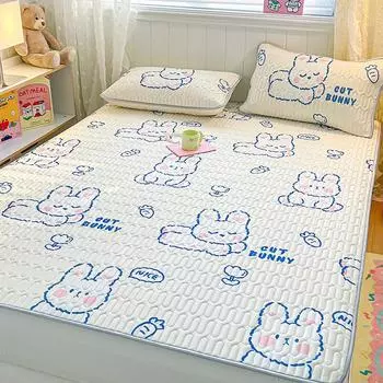 Натуральный латексный утолщенный летний коврик для кровати, высококачественный прохладный на ощупь вискозный матрас и наволочка, комплект простыней из ледяного шелка, охлаждающий 90x200cm 2 pcs set