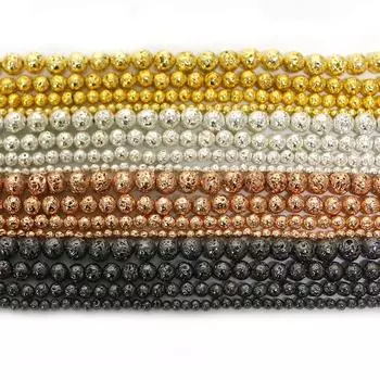 Натуральный лавовый камень круглые гематитовые бусины для рукоделия 4, 6, 8, 10 мм, изготовление ювелирных изделий 4mm 95pcs золотой