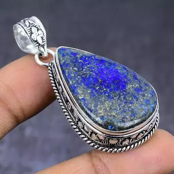 Натуральный лазурит, драгоценный камень 925 пробы, серебряный ювелирный кулон 2,05 дюйма Z8W59