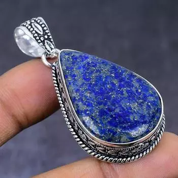 Натуральный лазурит, драгоценный камень 925 пробы, серебряный ювелирный кулон 2,09 дюйма w1r10