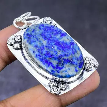 Натуральный лазурит, драгоценный камень 925 пробы, серебряный ювелирный кулон 2,36 дюйма, Y3l56