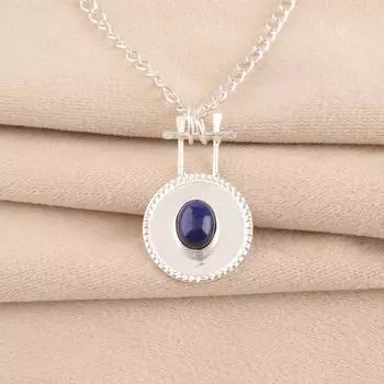 Натуральный Лазурит Драгоценный Камень 925 Стерлинговое Серебро Ювелирные Изделия Ручной Работы Подвеска 1,4 PP-57-23