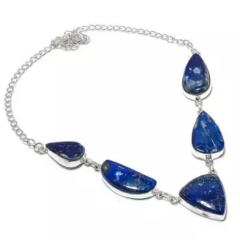 Натуральный лазурит драгоценный камень 925 стерлингового серебра ювелирные изделия ожерелье 18 f9a24