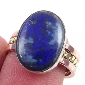 Натуральный лазурит драгоценный камень 925 стерлингового серебра ювелирные изделия двухцветное кольцо S.7 P2D70