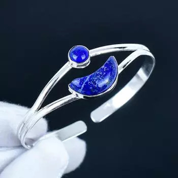 Натуральный Лазурит Драгоценный Камень Ручной Работы Манжета Браслет 925 Стерлинговое Серебро Манжета Браслет, Браслет с Лазуритом для Жены, Унисекс Браслет, Подарок для Вечеринки 7 синий