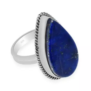 Натуральный лазурит, драгоценный камень, стерлинговое серебро 925 пробы, кольца ручной работы в форме груши для женщин и девочек 6.25 синий
