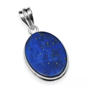 Натуральный лазурит, драгоценный камень, стерлинговое серебро 925 пробы, подвеска ручной работы овальной формы для женщин и девочек синий